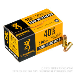 500 Rounds of .40 S&W Ammo by Browning - 180gr FMJ