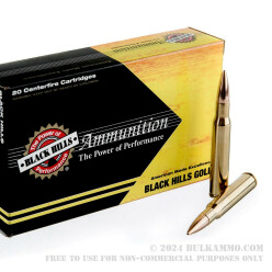 20 Rounds of 30-06 Springfield Ammo by Black Hills Gold - 168gr Match HPBT