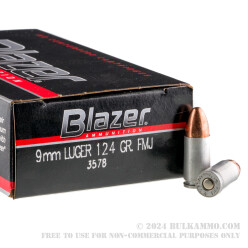 50 Rounds of 9mm Ammo by CCI - 124gr FMJ