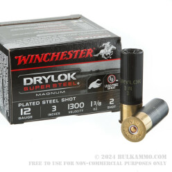 25 Rounds of 12ga 3" Ammo by Winchester DryLok Super Steel - 1 3/8 ounce #2 Shot