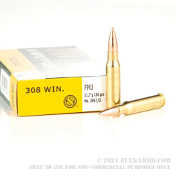 20 Rounds of .308 Win Ammo by Sellier & Bellot - 180gr FMJ