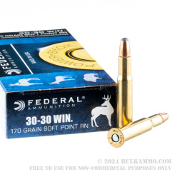 20 Rounds of 30-30 Win Ammo by Federal - 170gr SP