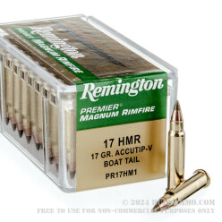 2000 Rounds of .17 HMR Ammo by Remington Premier Magnum Rimfire - 17gr AccuTip-V