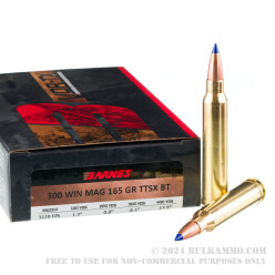 20 Rounds of .300 Win Mag Ammo by Barnes - 165gr TTSX
