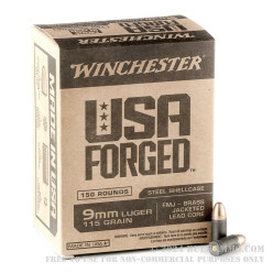 750 Rounds of 9mm Ammo by Winchester Forged - 115gr FMJ