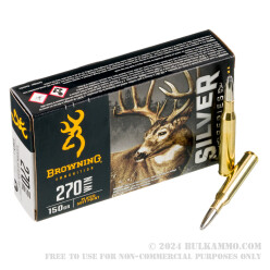 20 Rounds of .270 Win Ammo by Browning Silver Series - 150gr SP