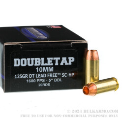 20 Rounds of 10mm Ammo by Doubletap - 125gr SCHP