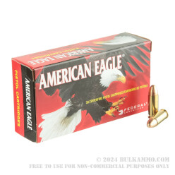 50 Rounds of .38 Super + P Ammo by Federal American Eagle - 130gr FMJ