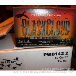 25 Rounds of 12ga 3" Ammo by Federal Black Cloud - 1 1/4 ounce #2 Shot (Steel)
