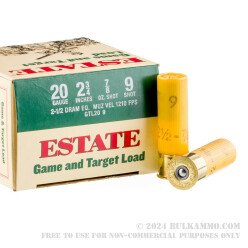 25 Rounds of 20ga Ammo by Estate Cartridge - 7/8 ounce #9 shot