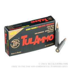 1000 Rounds of .223 Rem Ammo by Tula - 55gr FMJ