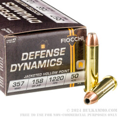 50 Rounds of .357 Mag Ammo by Fiocchi - 158gr JHP