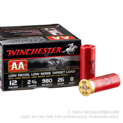 250 Rounds of Low Recoil 12ga Ammo by Winchester AA Low Recoil/Low Noise - 7/8 ounce #8 shot