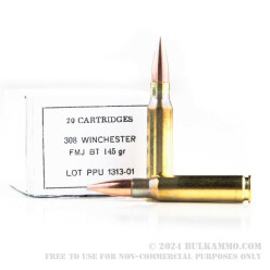 200 Rounds of .308 Win Ammo by Prvi Partizan Battle Pack - 145gr FMJBT