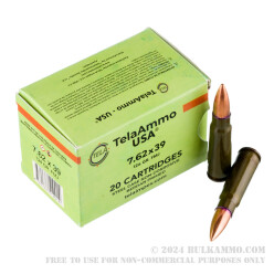 20 Rounds of 7.62x39 Ammo by Tela Impex - 124gr FMJ