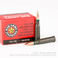 620 Rounds of 7.62x54R Ammo by Red Army Standard - 148gr FMJ