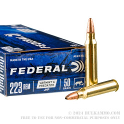 500  Rounds of .223 Ammo by Federal - 50gr JHP