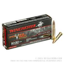 20 Rounds of 30-30 Win Ammo by Winchester Power Max Bonded - 170gr HP