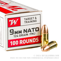 1000 Rounds of 9mm NATO Ammo by Winchester - 124gr FMJ