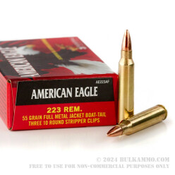 30 Rounds of .223 Ammo by Federal - 55gr FMJBT