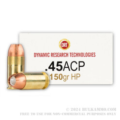 20rds - 45 ACP DRT 150gr HP Lead Free Fragmenting Ammo