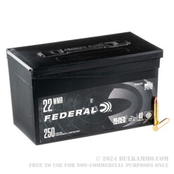 250 Rounds of .22 WMR Ammo by Federal Black Pack - 40gr FMJ