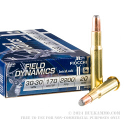200 Rounds of 30-30 Win Ammo by Fiocchi - 170gr FSP