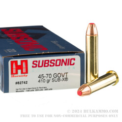 20 Rounds of .45-70 Ammo by Hornady Subsonic - 410gr Sub-X