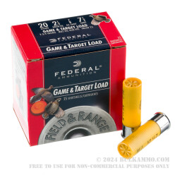 250 Rounds of 20ga Ammo by Federal Field & Range - 7/8 ounce #7.5 shot