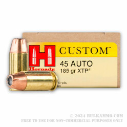 200 Rounds of .45 ACP Ammo by Hornady - 185gr JHP