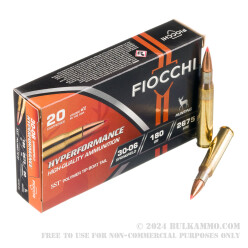 20 Rounds of 30-06 Springfield Ammo by Fiocchi - 180gr SST