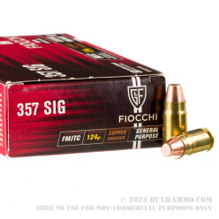 50 Rounds of .357 SIG Ammo by Fiocchi - 124gr FMJTC