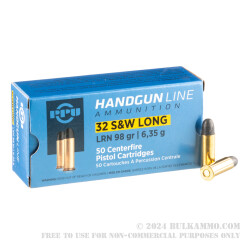50 Rounds of .32S&W Long Ammo by Prvi Partizan - 98gr LRN