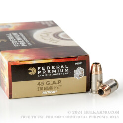1000 Rounds of .45 GAP Ammo by Federal Tactical - 230gr JHP