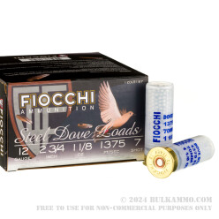 250 Rounds of 12ga Ammo by Fiocchi Steel Dove - 1 1/8 ounce #7 steel shot