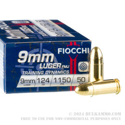 Fiocchi 124gr FMJ 9mm Ammo