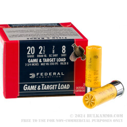 250 Rounds of 20ga Ammo by Federal Field & Range - 7/8 ounce #8 shot