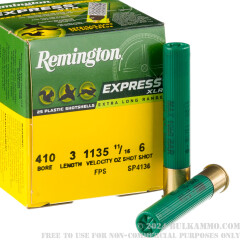 25 Rounds of .410 Ammo by Remington Express XLR - 11/16 ounce #6 shot