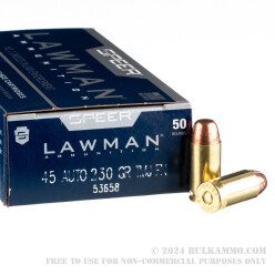 50 Rounds of .45 ACP Ammo by Speer - 230gr TMJ