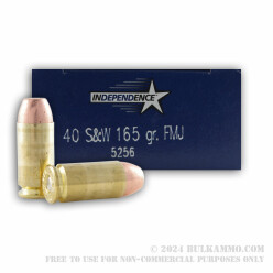 1000 Rounds of .40 S&W Ammo by Independence - 165gr FMJ