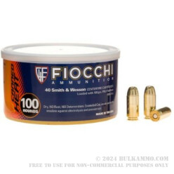 100 Rounds of .40 S&W Canned Heat Ammo by Fiocchi - 170gr FMJ