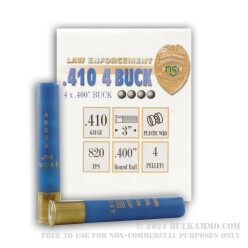 250 Rounds of .410 Ammo by NobelSport -  .4" Buck
