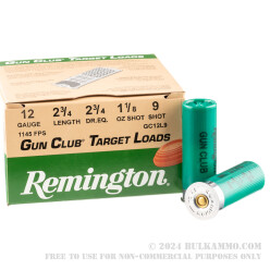 250 Rounds of 12ga Ammo by Remington - 1 1/8 ounce #9 shot