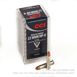 50 Rounds of .22 WMR Ammo by CCI - 30gr JHP