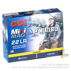 300 Rounds of .22 LR Ammo by CCI Mini-Mag MeatEater - 36gr CPHP