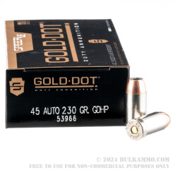 1000 Rounds of .45 ACP Ammo by Speer - 230gr JHP