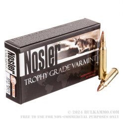 20 Rounds of .223 Ammo by Nosler Trophy Grade Varmint Ammunition - 35 gr Polymer Tipped
