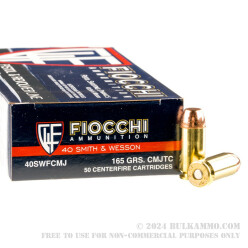 1000 Rounds of .40 S&W Ammo by Fiocchi - 165gr CMJ