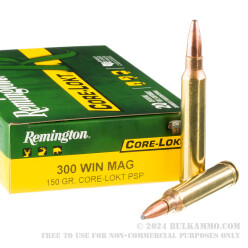 20 Rounds of .300 Win Mag Ammo by Remington Core-Lokt - 150gr PSP
