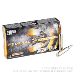 20 Rounds of .270 Win Ammo by Federal - 130gr TSX